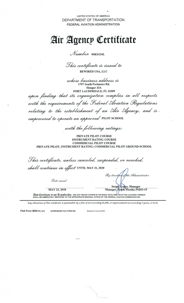 Part 141 certificate upgraded!